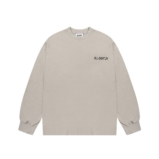 เสื้อยืดแขนยาวพิมพ์ลายด้านหลังรุ่น ALLRIGHT (สีเทา)