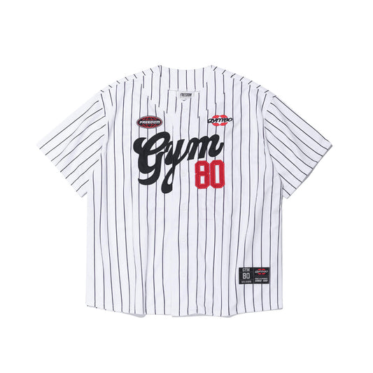 เสื้อเบสบอลลายทาง GYM80 (สีขาว)