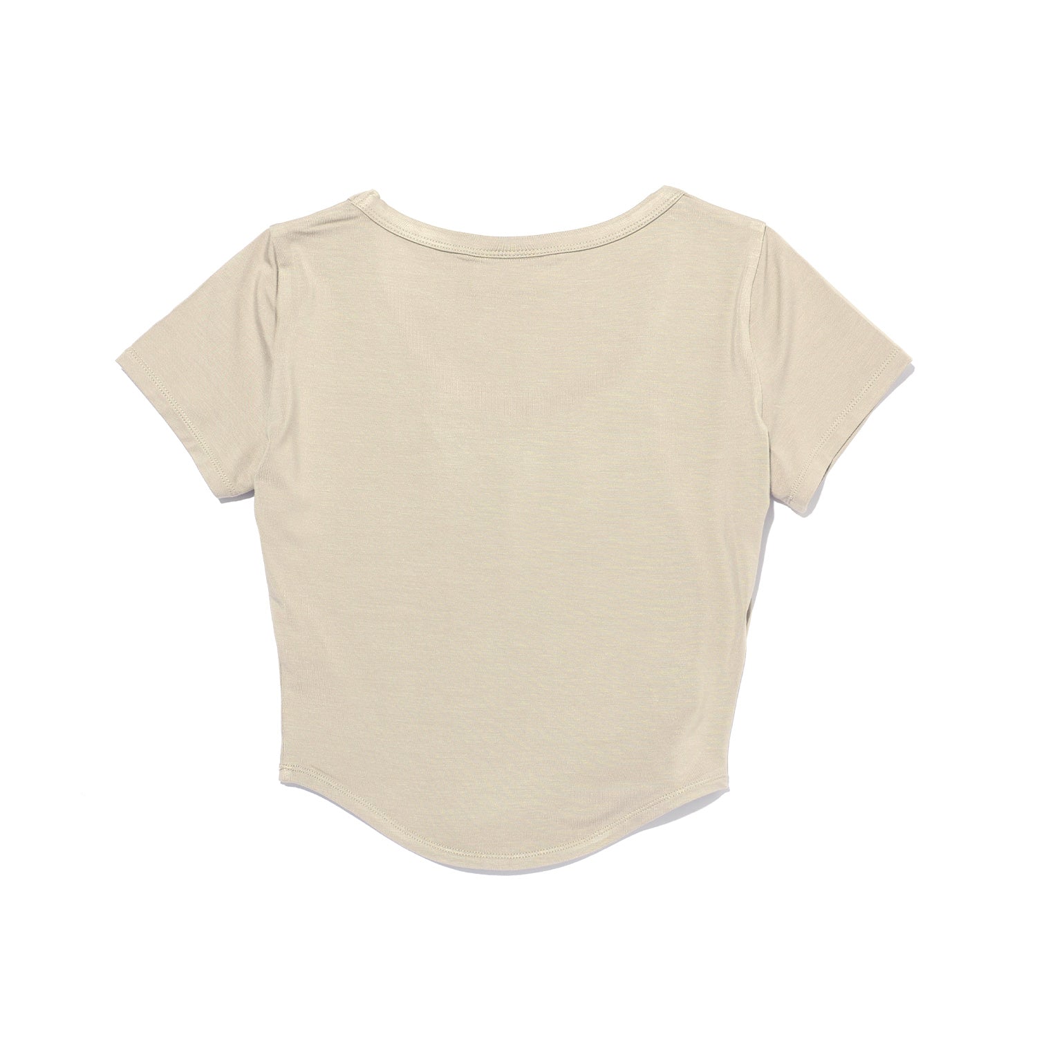 เสื้อครอปแขนสั้นคอกลมทรง U-modal (สี Sand Beige)