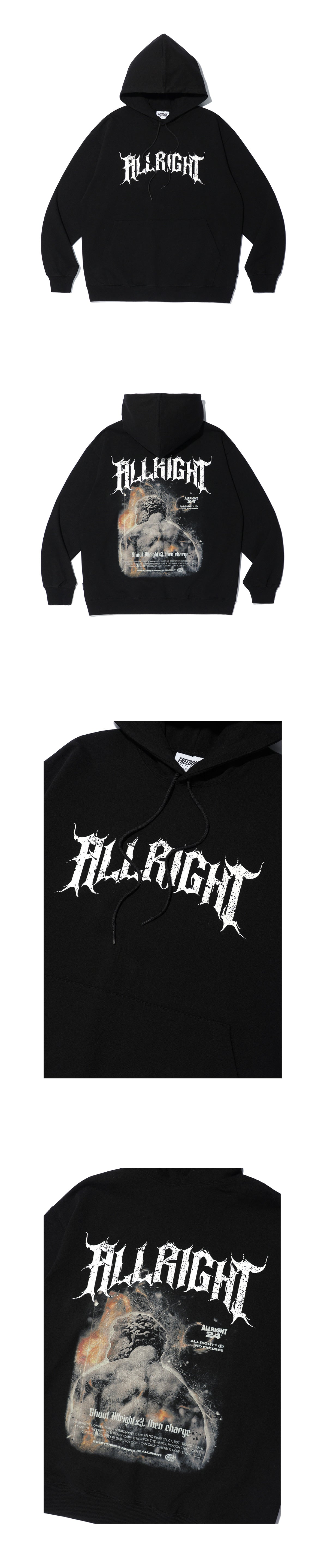 ALLRIGHT X 3 Hoodie (Black) — product detail