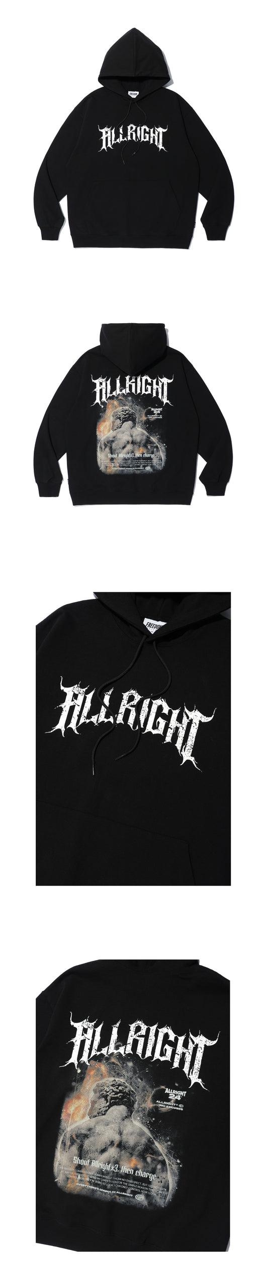 ALLRIGHT X 3 Hoodie (Black) — product detail