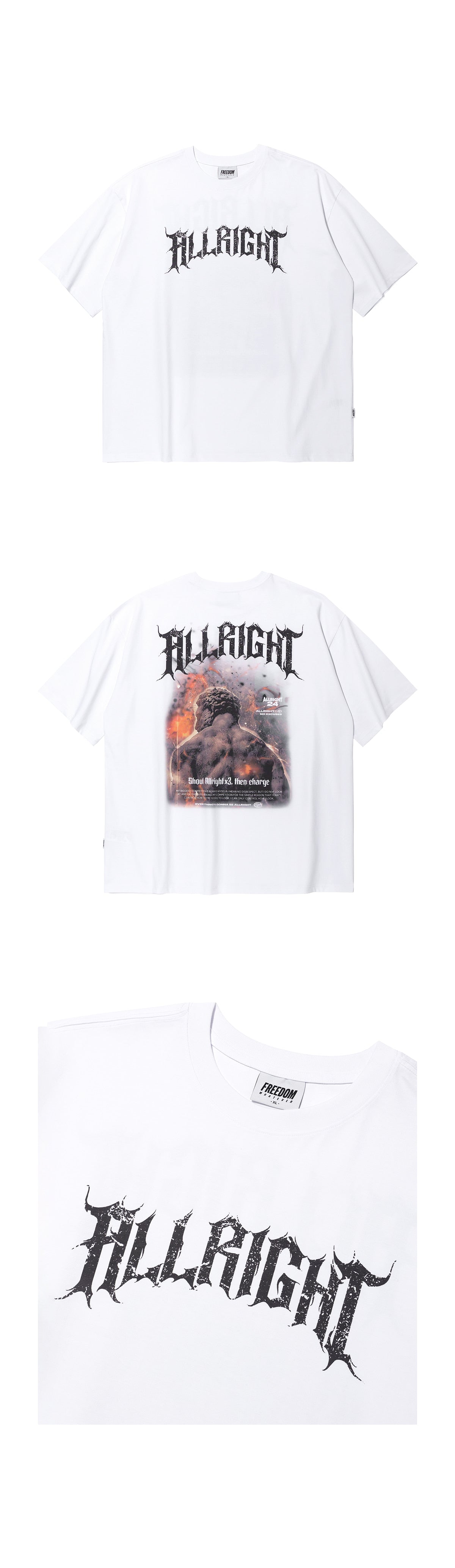 ALLRIGHT X 3 Oversized T-Shirt (White) — product detail