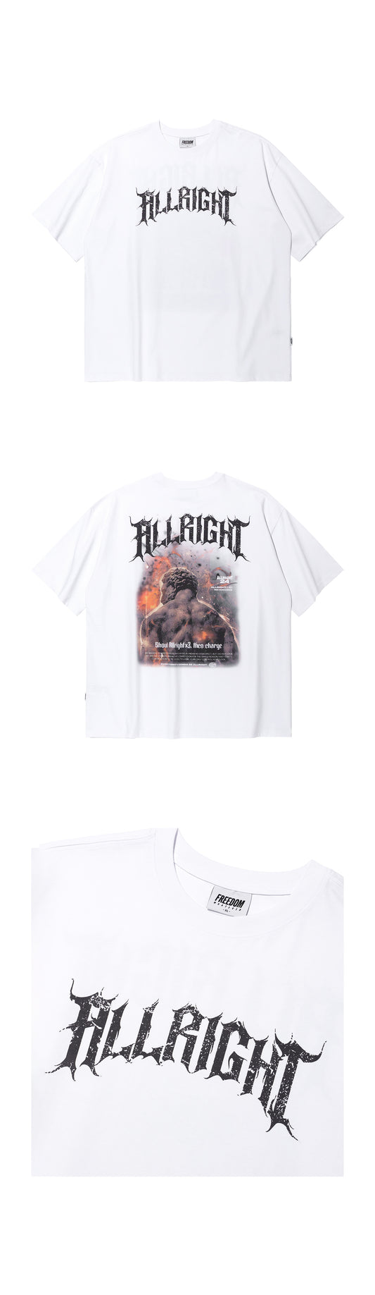 ALLRIGHT X 3 Oversized T-Shirt (White) — product detail