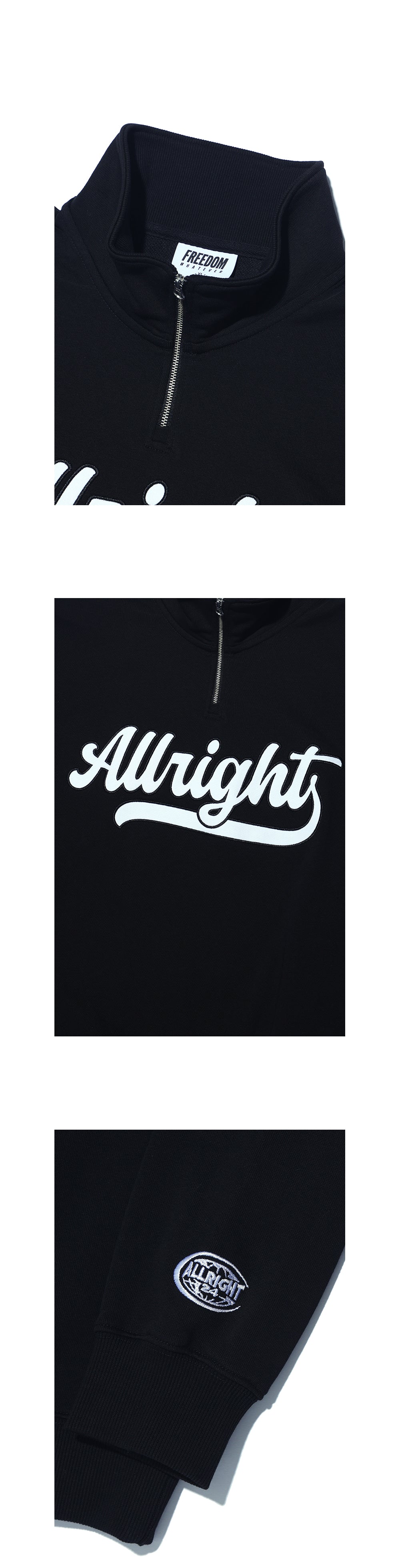 ALLRIGHT Varsity Half Zip-Up (Black) — product detail