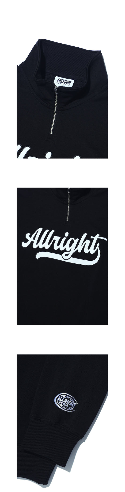 ALLRIGHT Varsity Half Zip-Up (Black) — product detail