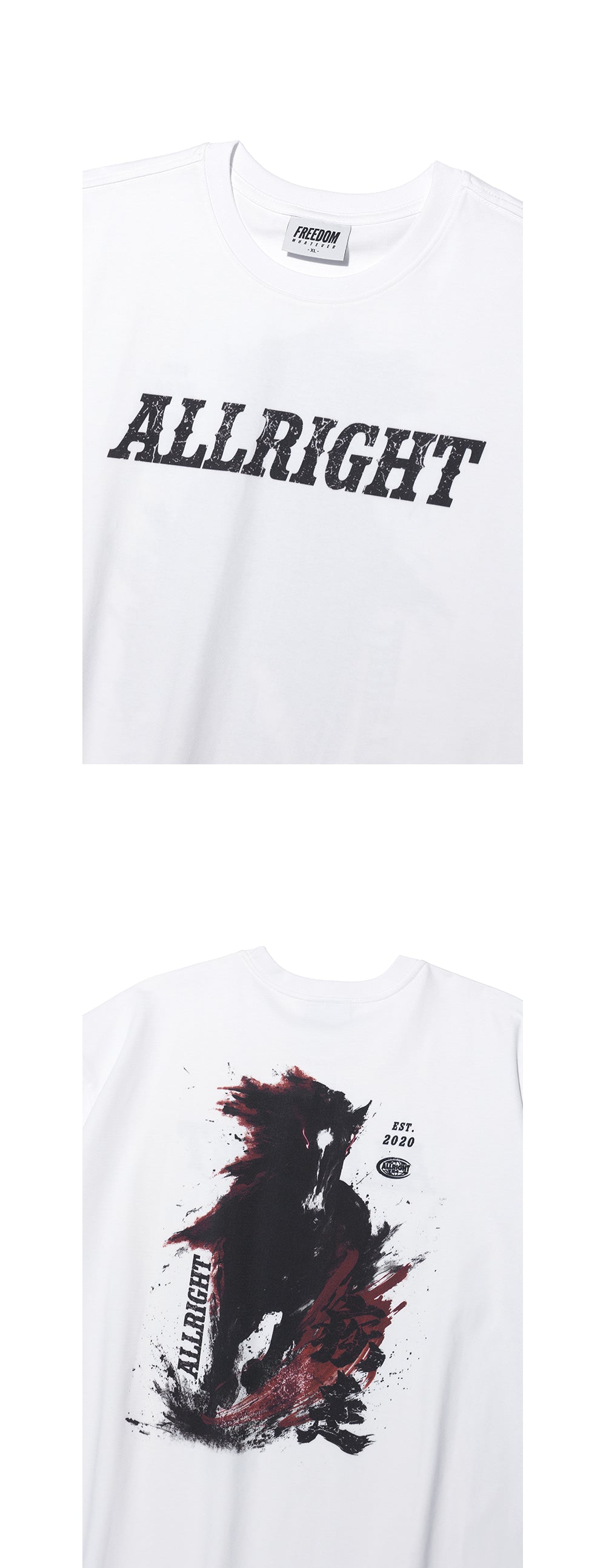 ALLRIGHT Horse Overfit T-Shirt (White) — product detail