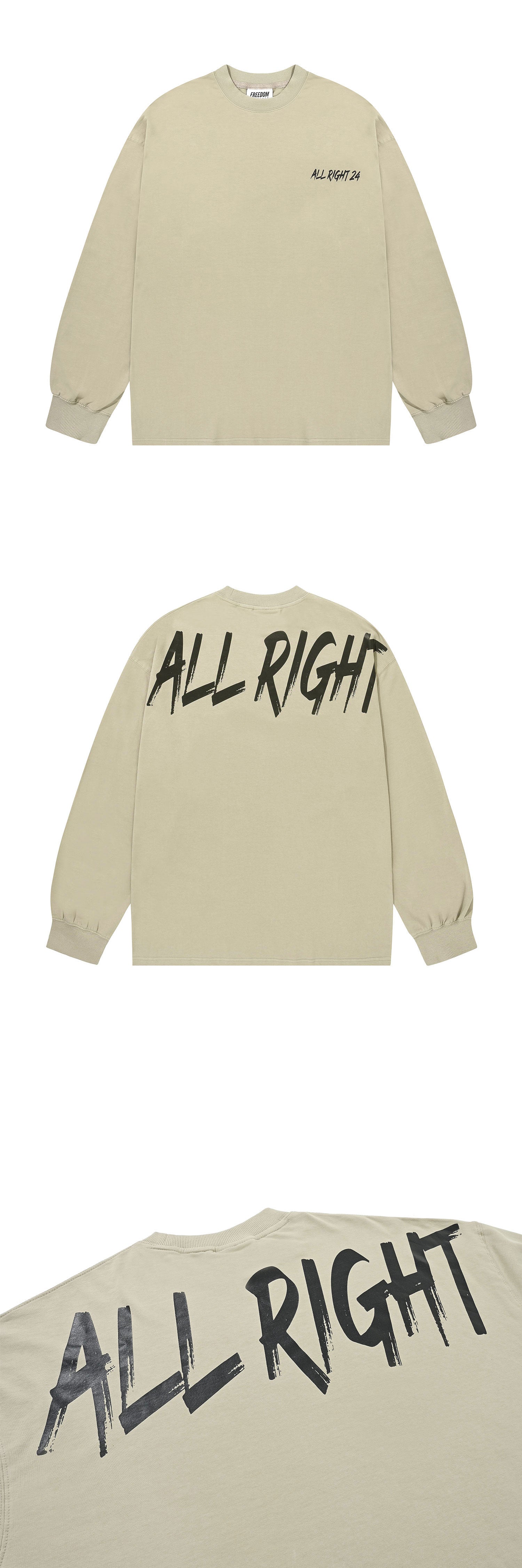 ALLRIGHT Back Printing Long Sleeve (Beige) — product detail