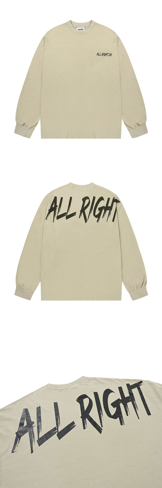 ALLRIGHT Back Printing Long Sleeve (Beige) — product detail