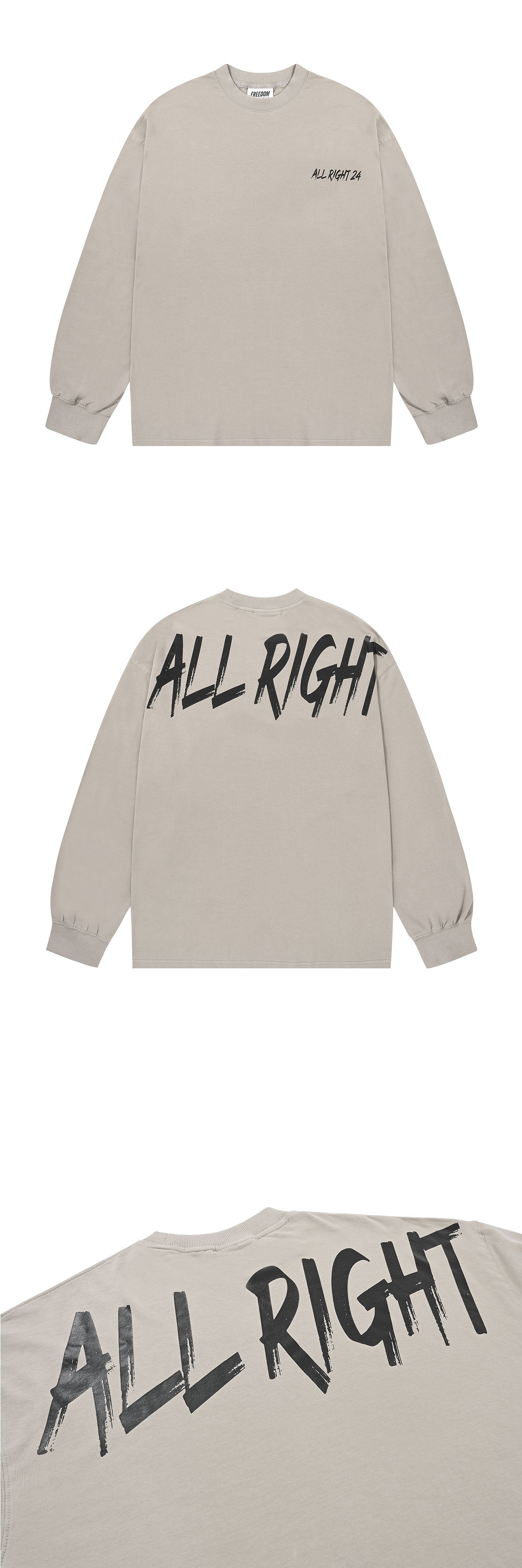 ALLRIGHT Back Print Long Sleeve (Grey) — product detail