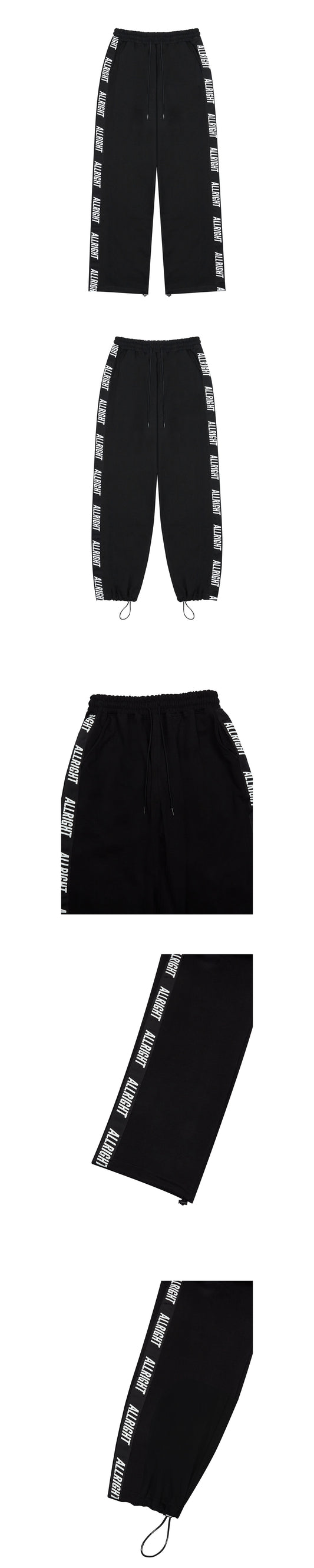 ALLRIGHT Lettering Sweat Pants (Black) — product detail