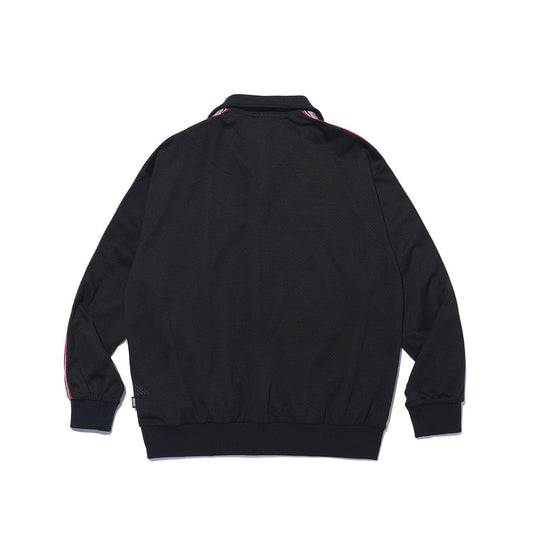 เสื้อคอปกตาข่ายติดซิป Olympia Lettering (สีดำ)