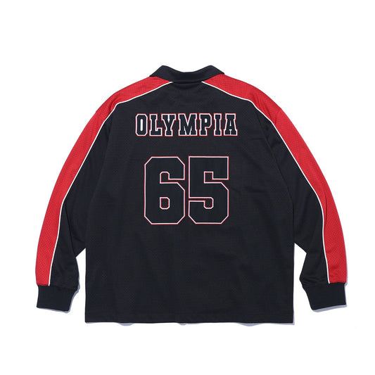 เสื้อโค้ทตาข่าย Olympia Lettering (สีดำ)