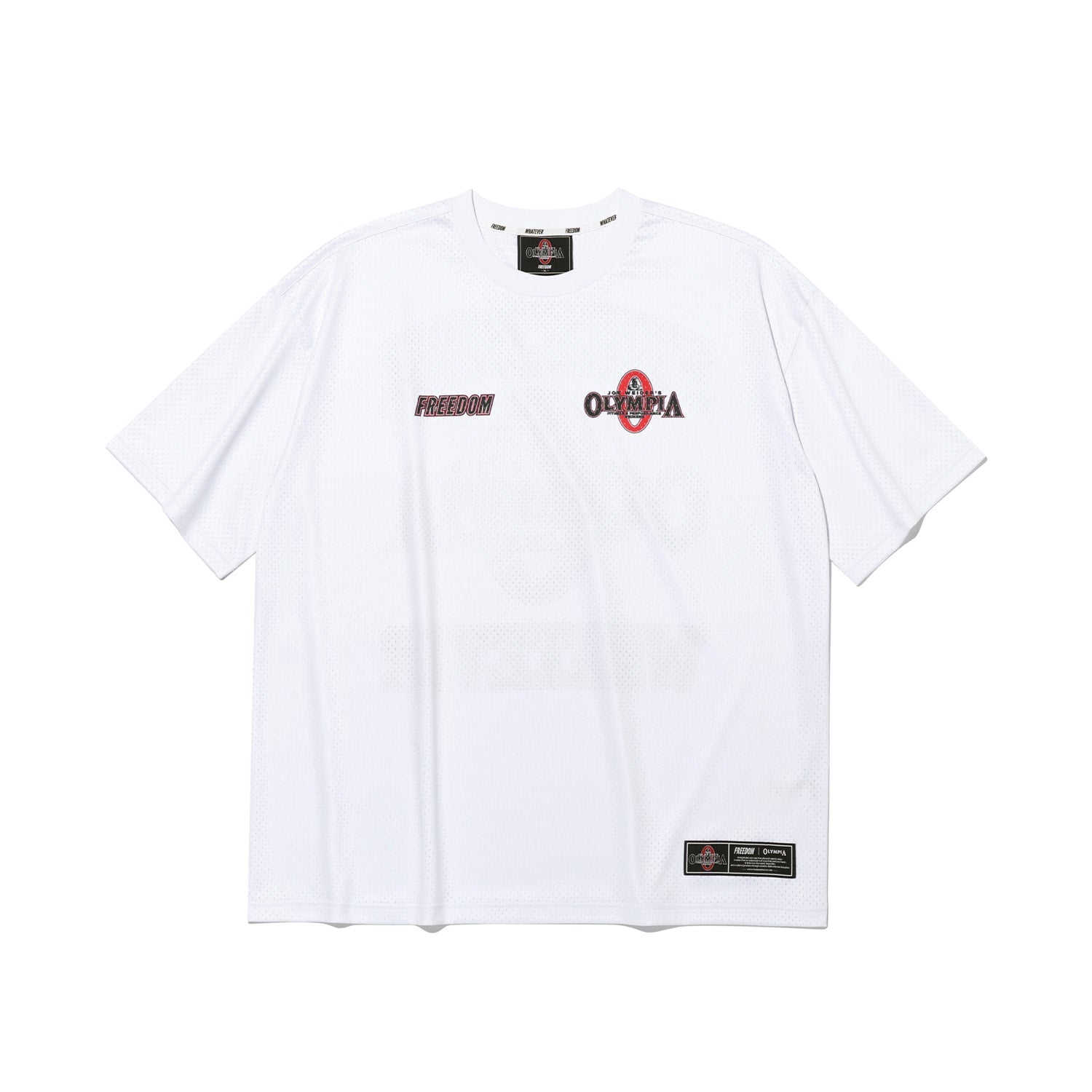 เสื้อยืดคอกลมแขนสั้นผ้าตาข่ายทั้งตัว Olympia Small Logo (สีขาว)