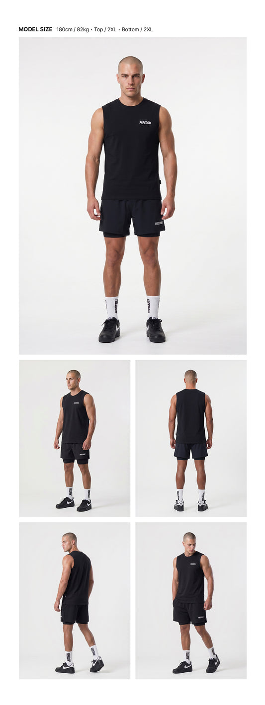 เสื้อกล้ามออกกำลังกาย Essential (สีดำ)