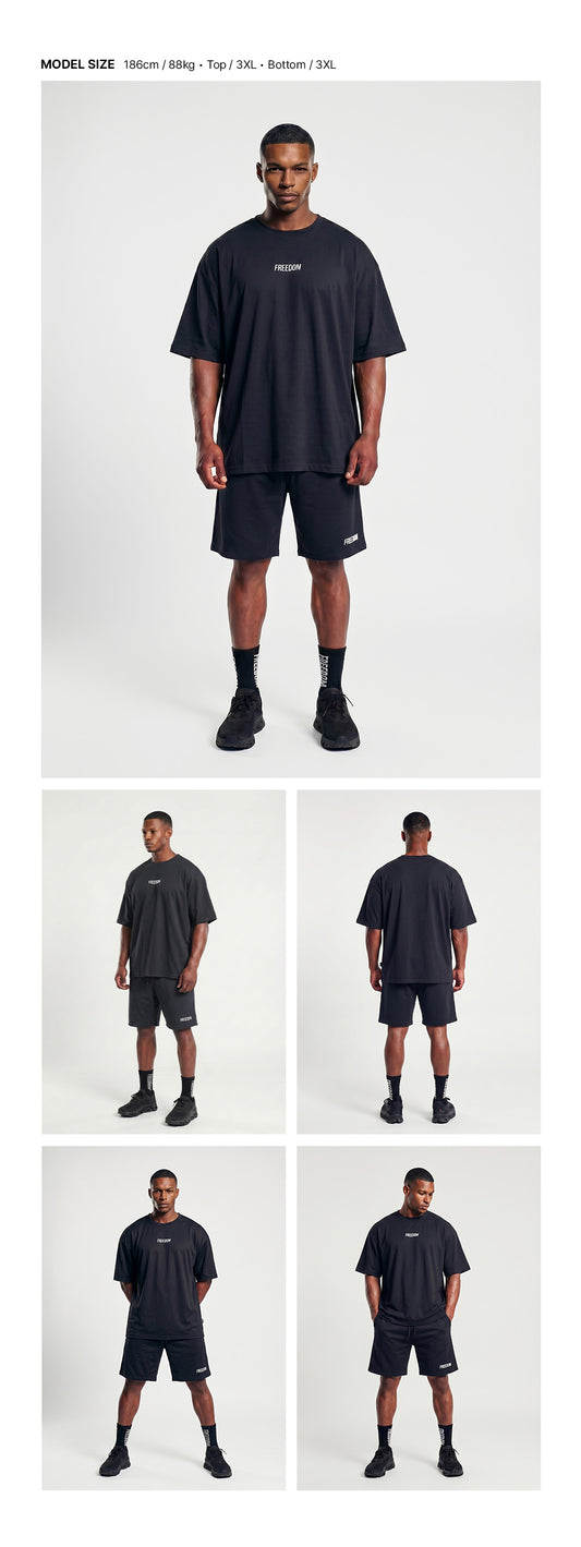 เสื้อยืดโอเวอร์ไซส์ผ้าตาข่าย (สีดำ)