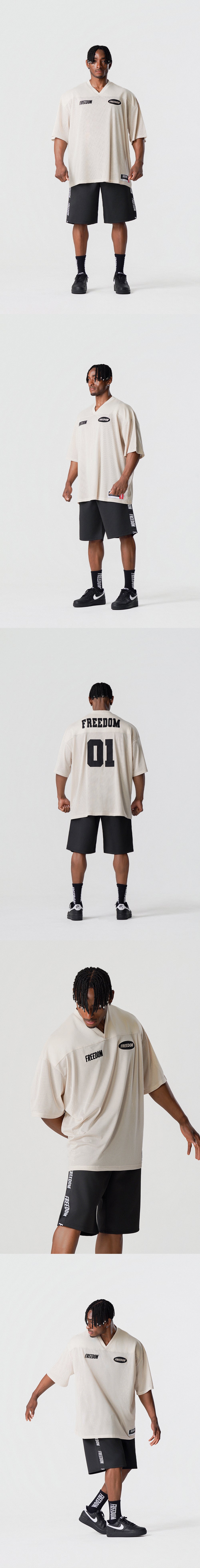 เสื้อรักบี้ตาข่าย FREEDOM (สีครีม)
