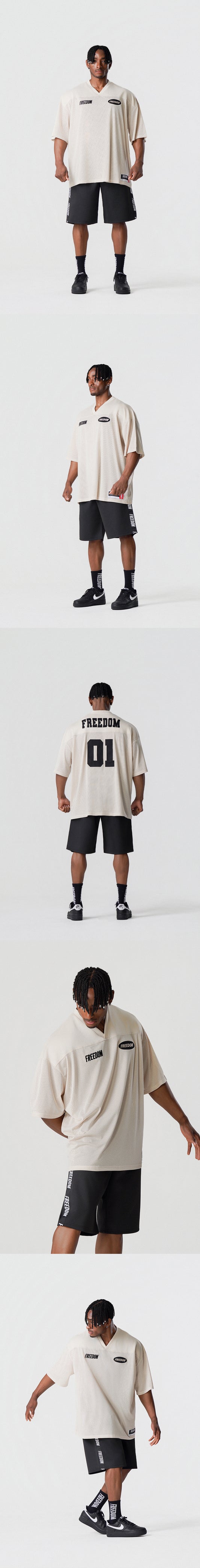 เสื้อรักบี้ตาข่าย FREEDOM (สีครีม)