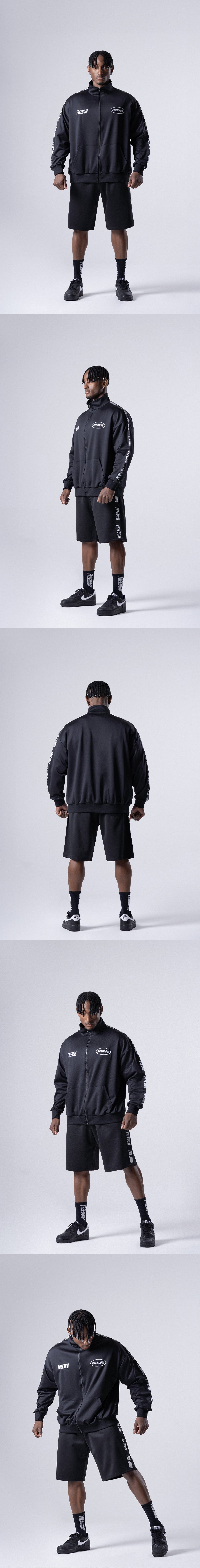 FREEDOM Lettering Bermuda Shorts (Black/White) — product detail