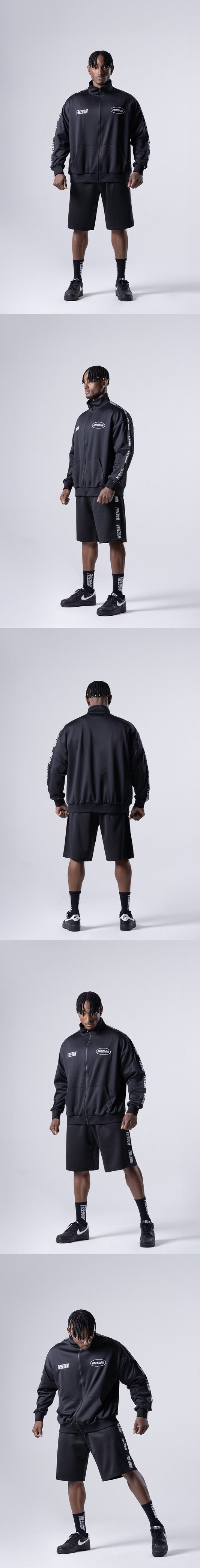 FREEDOM Lettering Bermuda Shorts (Black/White) — product detail