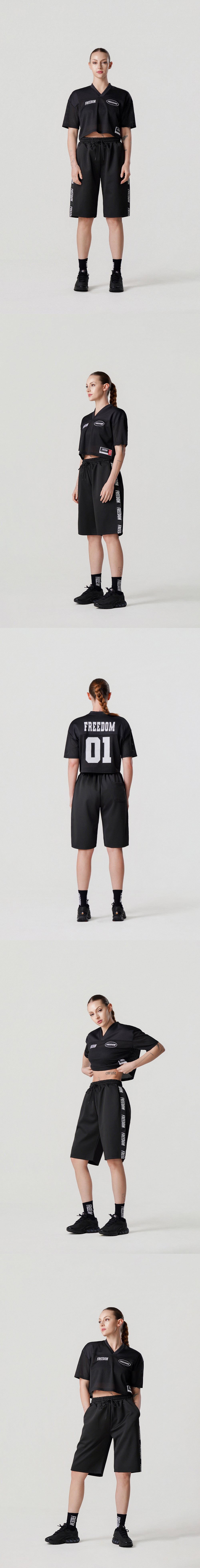 Women's Freedom Crop Rugby Jersey (Black/White) — product detail