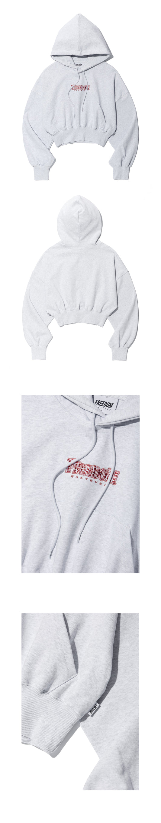 Women's Striped Small Logo Crop Hoodie (Melange) — product detail