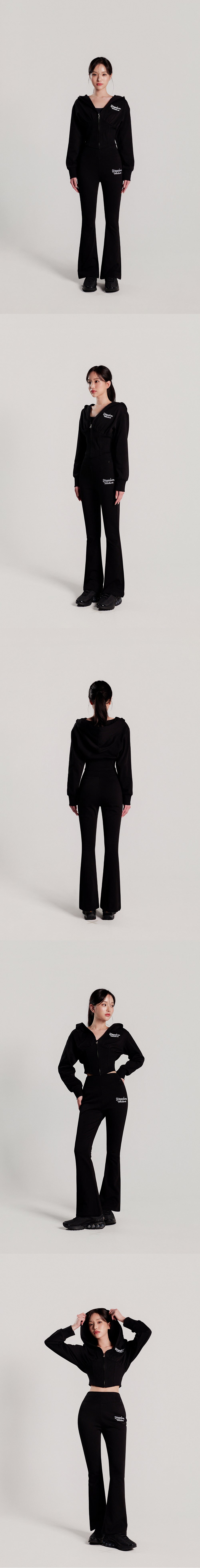 Corset Slim Hoodie Zip-up (Black) — product detail