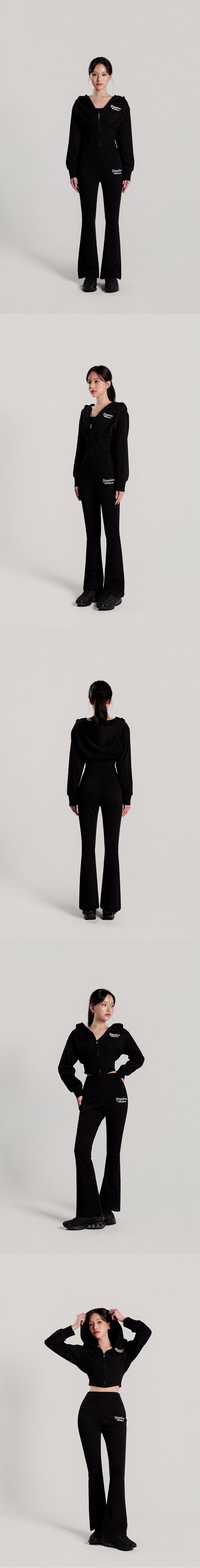 Corset Slim Hoodie Zip-up (Black) — product detail