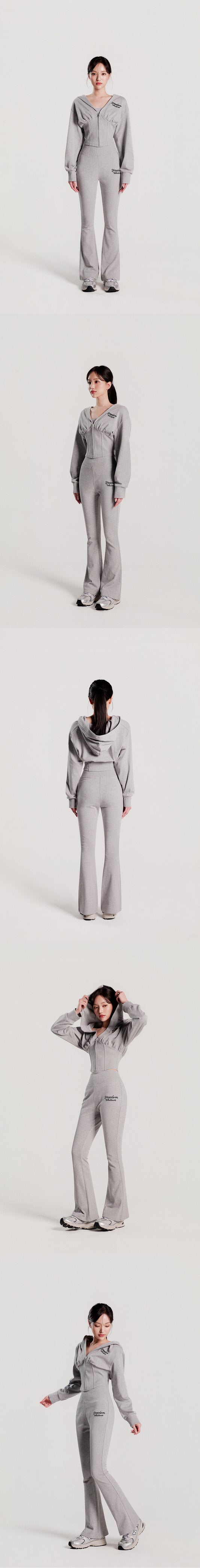 High Banding Boot Cut Sweat Pants women (Gray) — product detail
