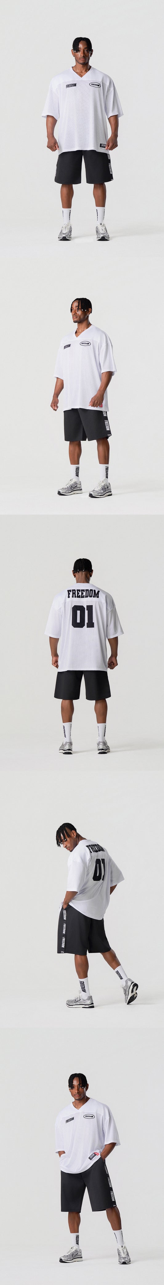 Freedom Mesh Rugby Jersey (White/Black) — product detail