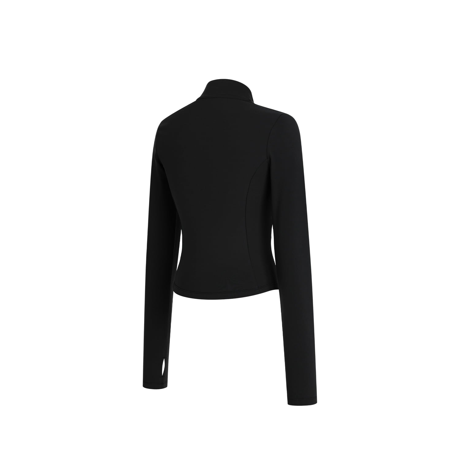 Curved Slim Collar Zip-up (Black)