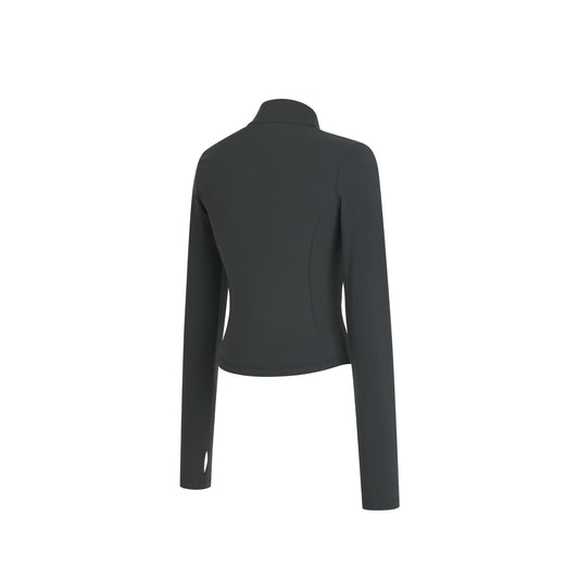 Curved Slim Collar Zip-up (Dark Gray)