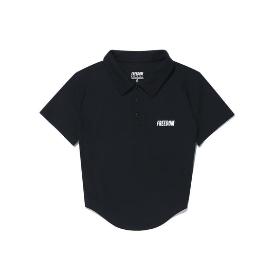 เสื้อเชิ้ตแขนสั้นคอปกปลายมน (สีดำ)