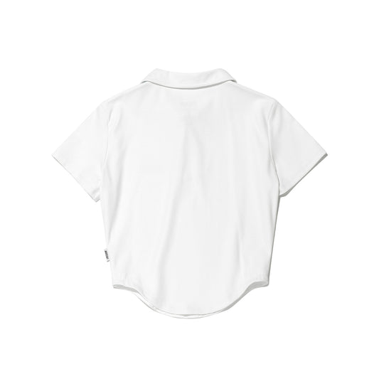 เสื้อเชิ้ตแขนสั้นคอปกปลายมน (สีขาว)
