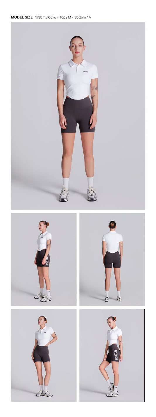 เสื้อเชิ้ตแขนสั้นคอปกปลายมน (สีขาว)