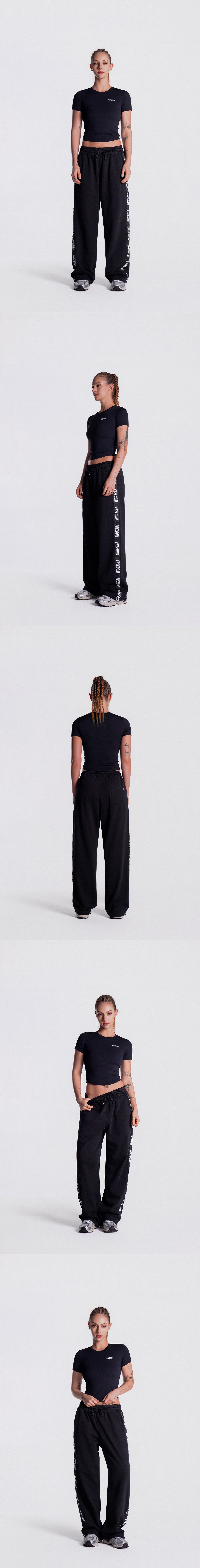 Women's Lettering Sweat Pants (Black) — product detail