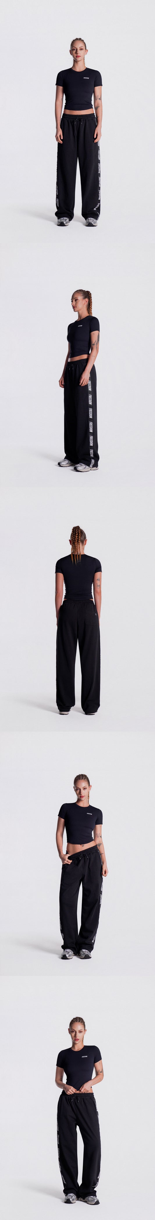 Women's Lettering Sweat Pants (Black) — product detail