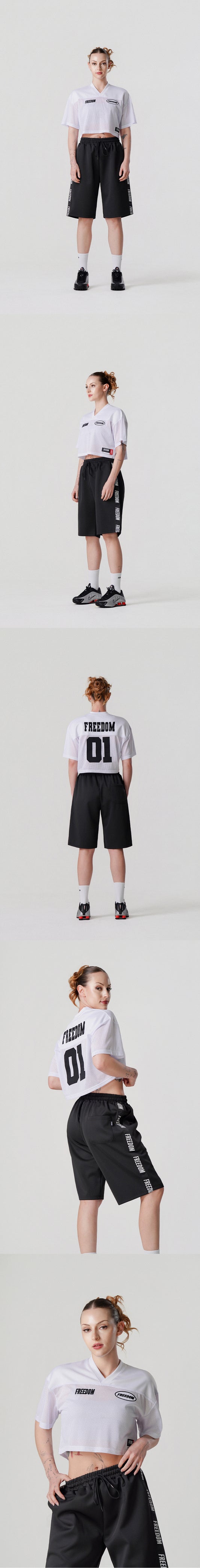 Women's Freedom Crop Rugby Jersey (White/Black) — product detail