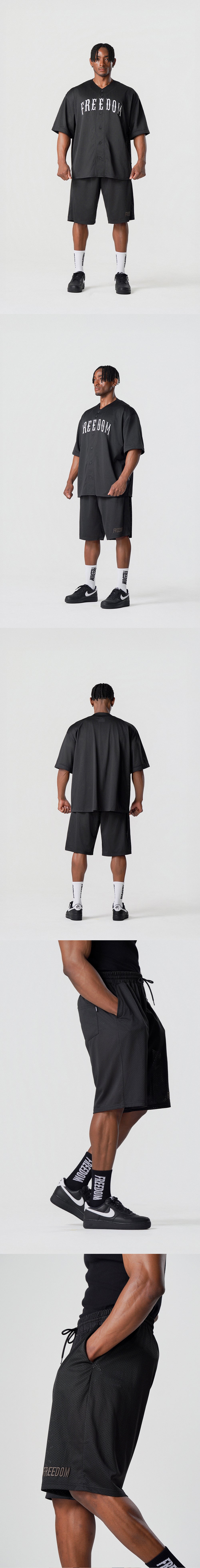 Basic Mesh Bermuda Shorts (Black) — product detail