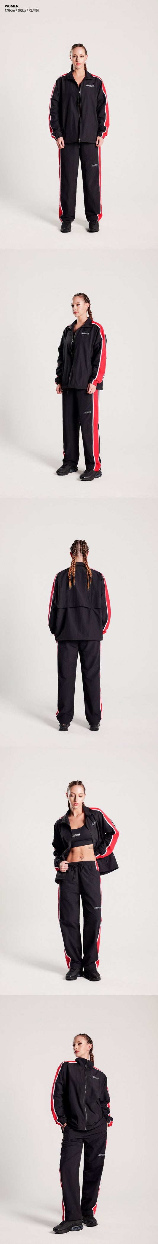 Side Line Windbreaker Pants (Black/Red) — product detail