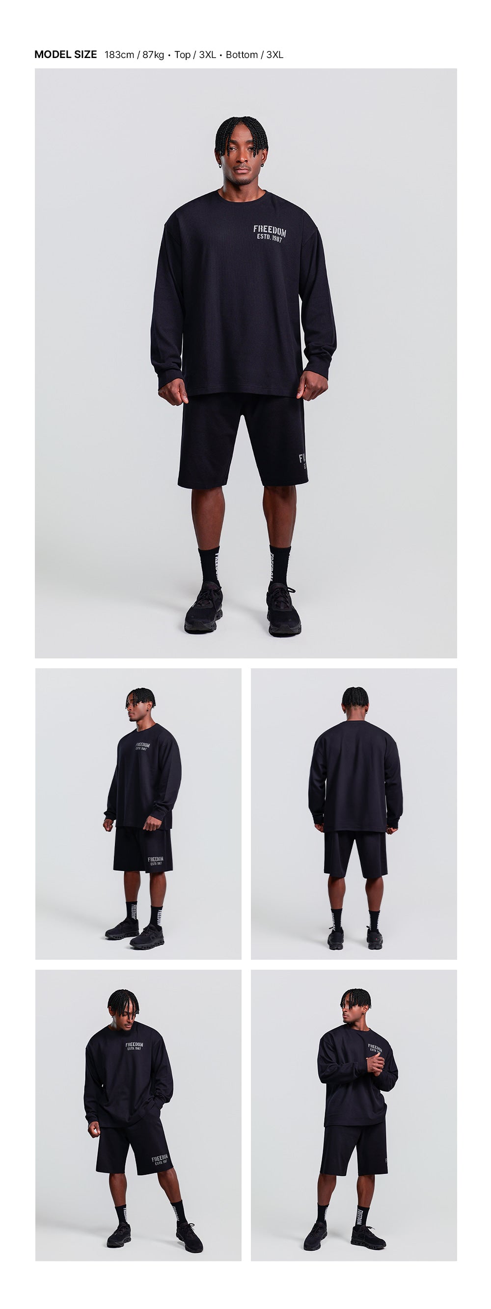 1987 Waffle Long Sleeve (Black) — model wearing the outfit