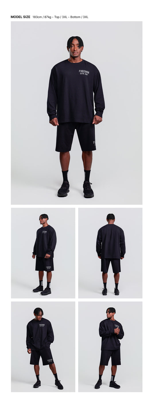 1987 Waffle Long Sleeve (Black) — model wearing the outfit