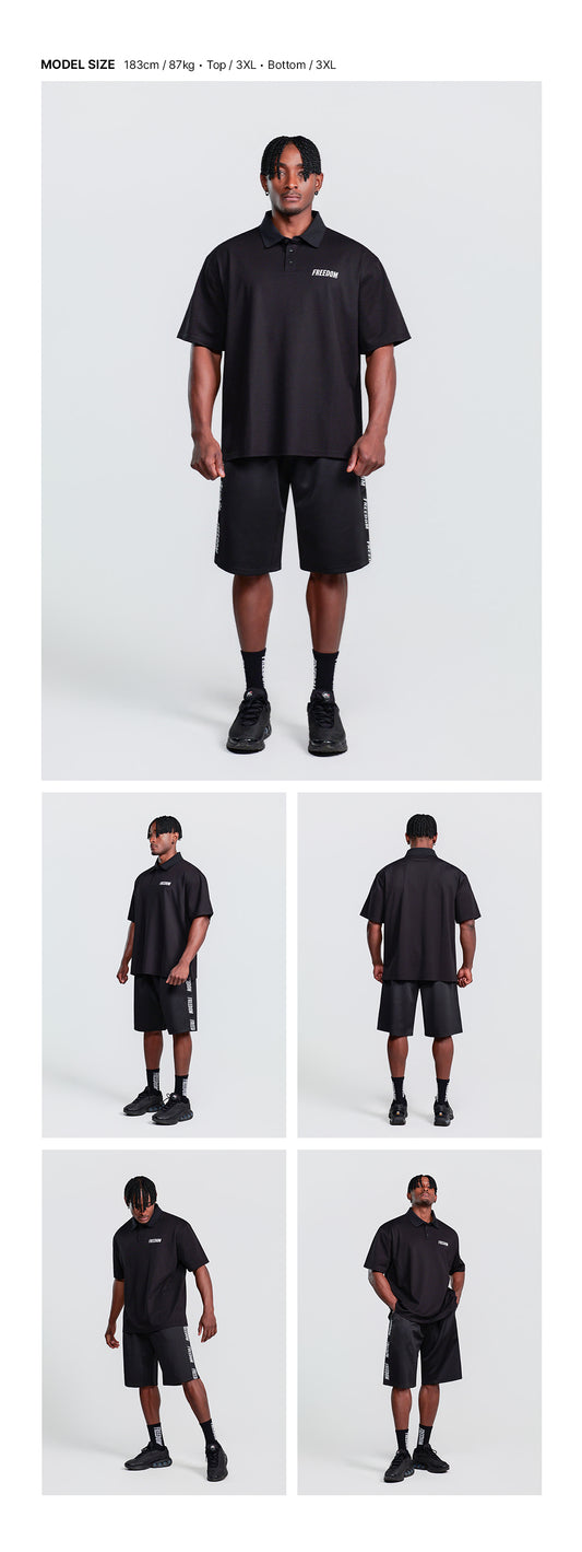 Basic Core Pique T-shirt (Black) — model wearing the outfit