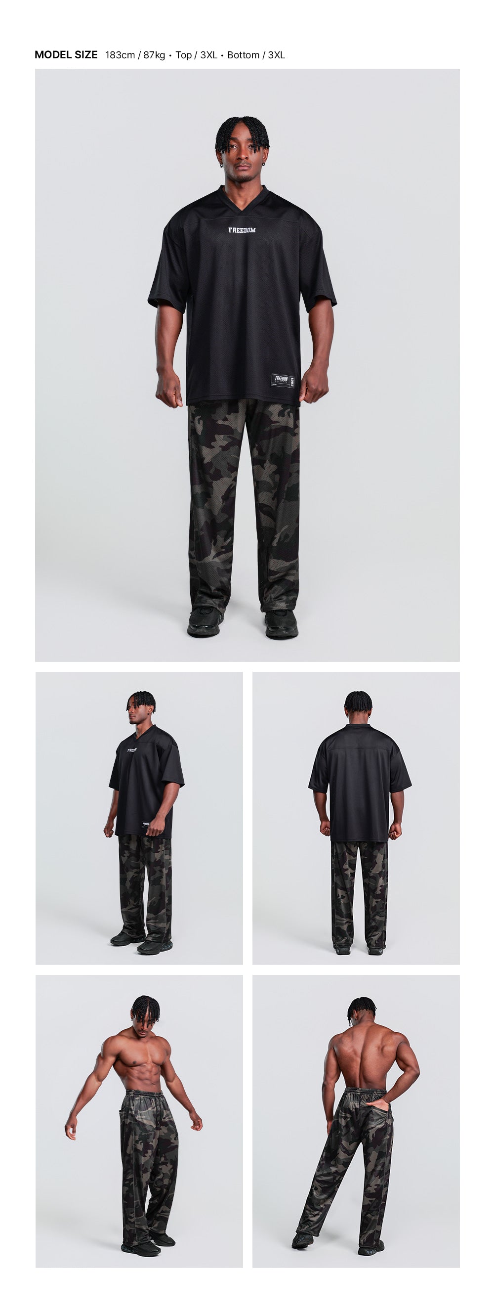 Entire Mesh Pants (Deep Camo) — model wearing the outfit