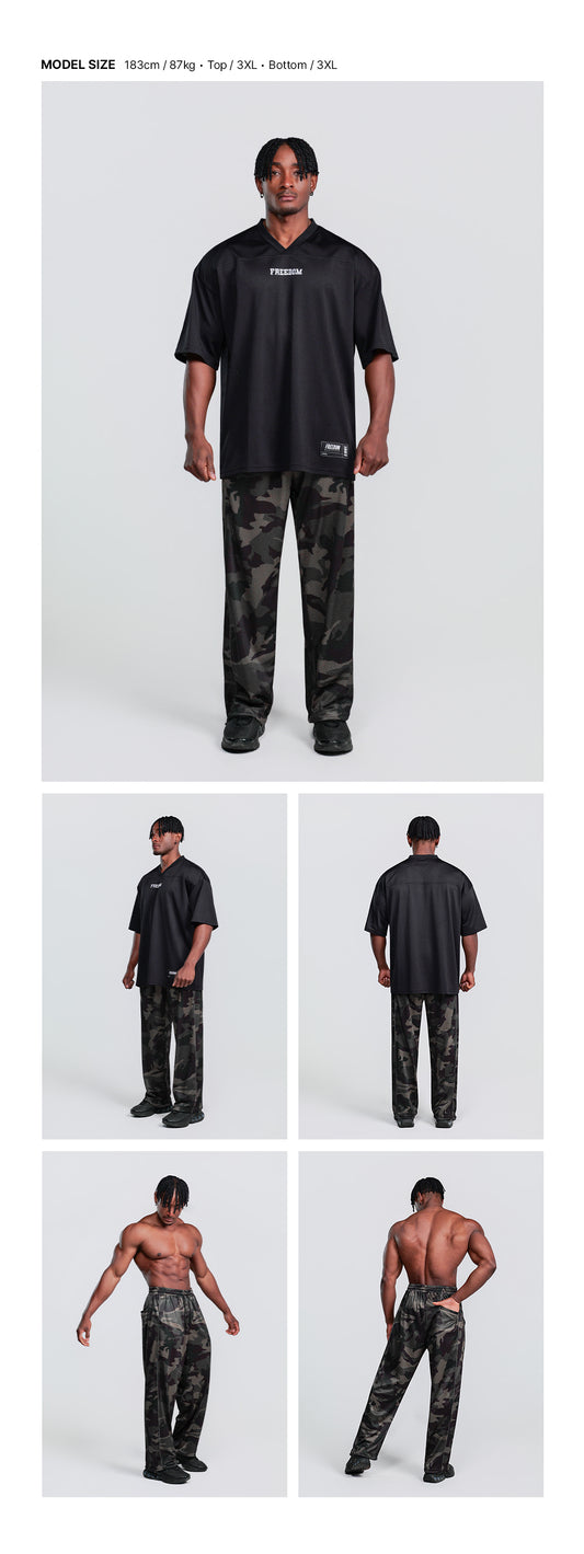 Entire Mesh Pants (Deep Camo) — model wearing the outfit