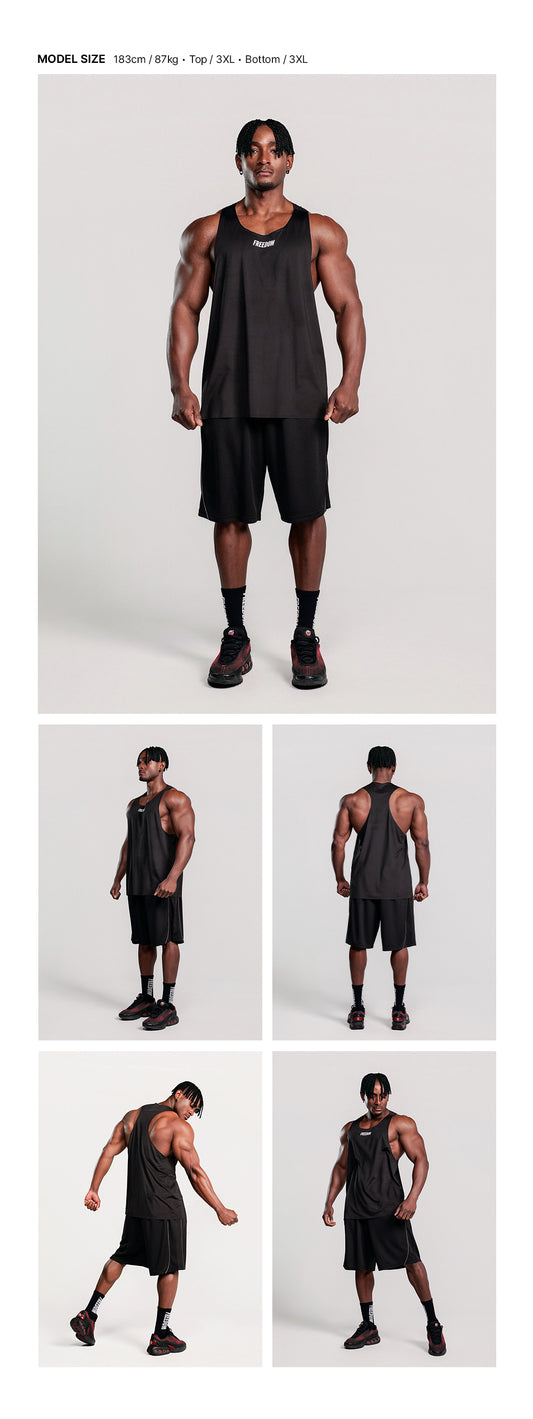 Air T-BACK Singlet (Black) — model wearing the outfit