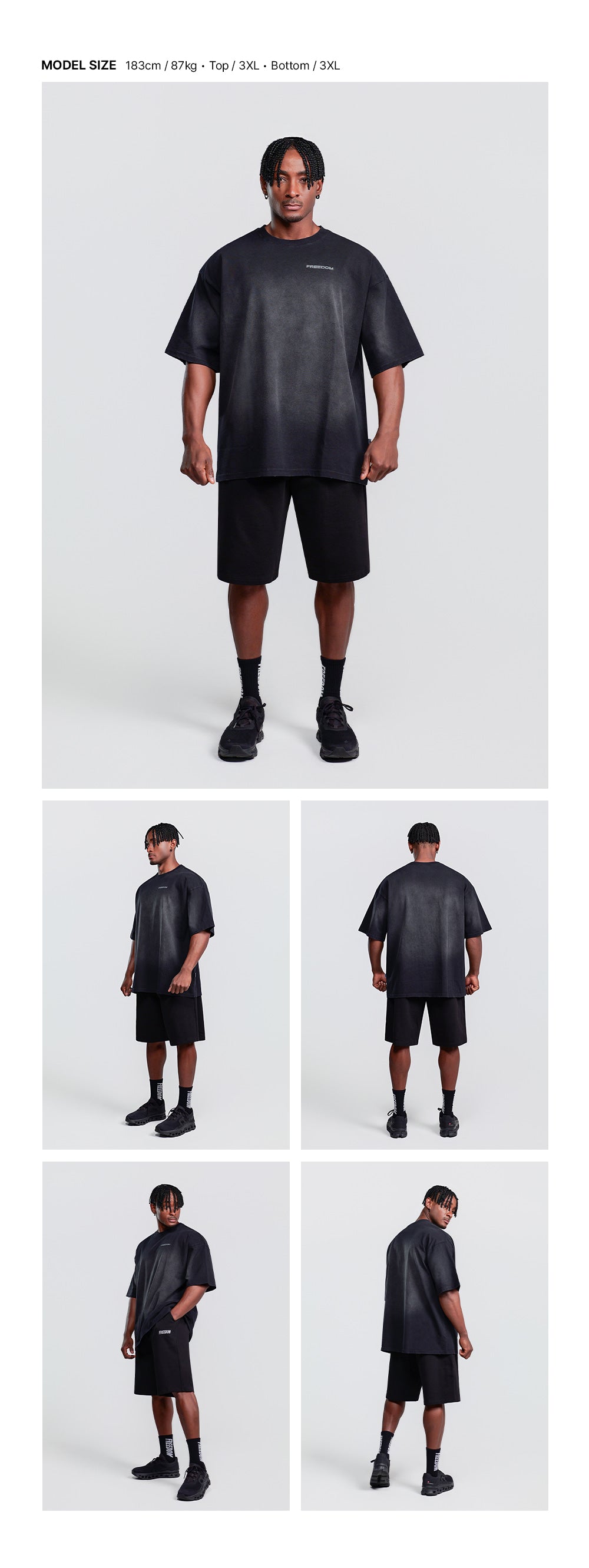 Basic Bermuda Cotton Shorts (Black) — model wearing the outfit
