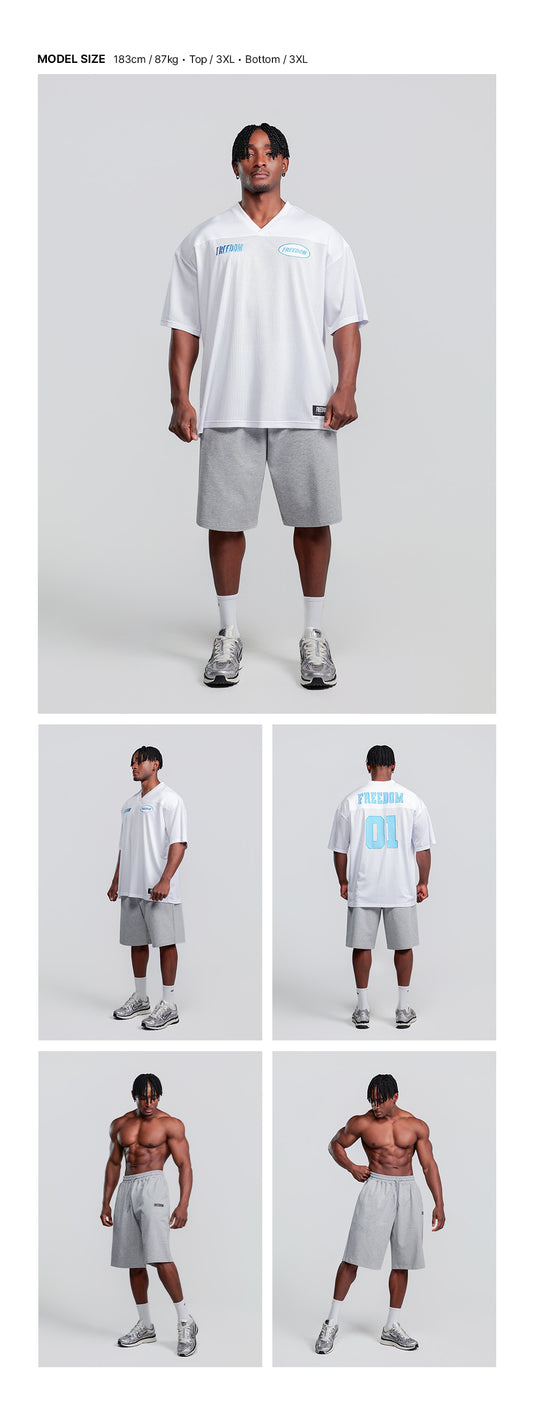 Basic Bermuda Cotton Shorts (Gray) — model wearing the outfit