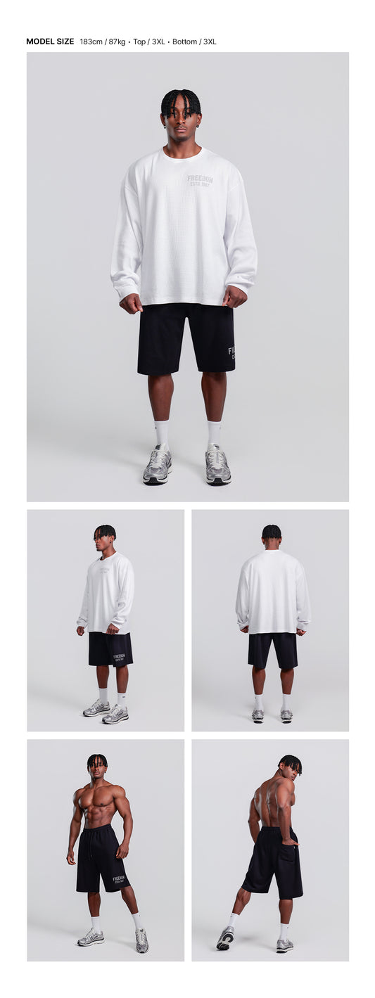 Basic Mesh Bermuda Shorts (Deep Camo) — model wearing the outfit