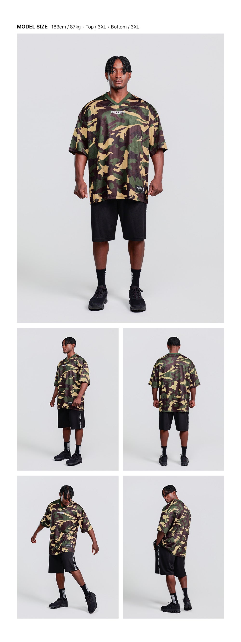Entire Mesh Rugby Jersey (Light Camo) — model wearing the outfit