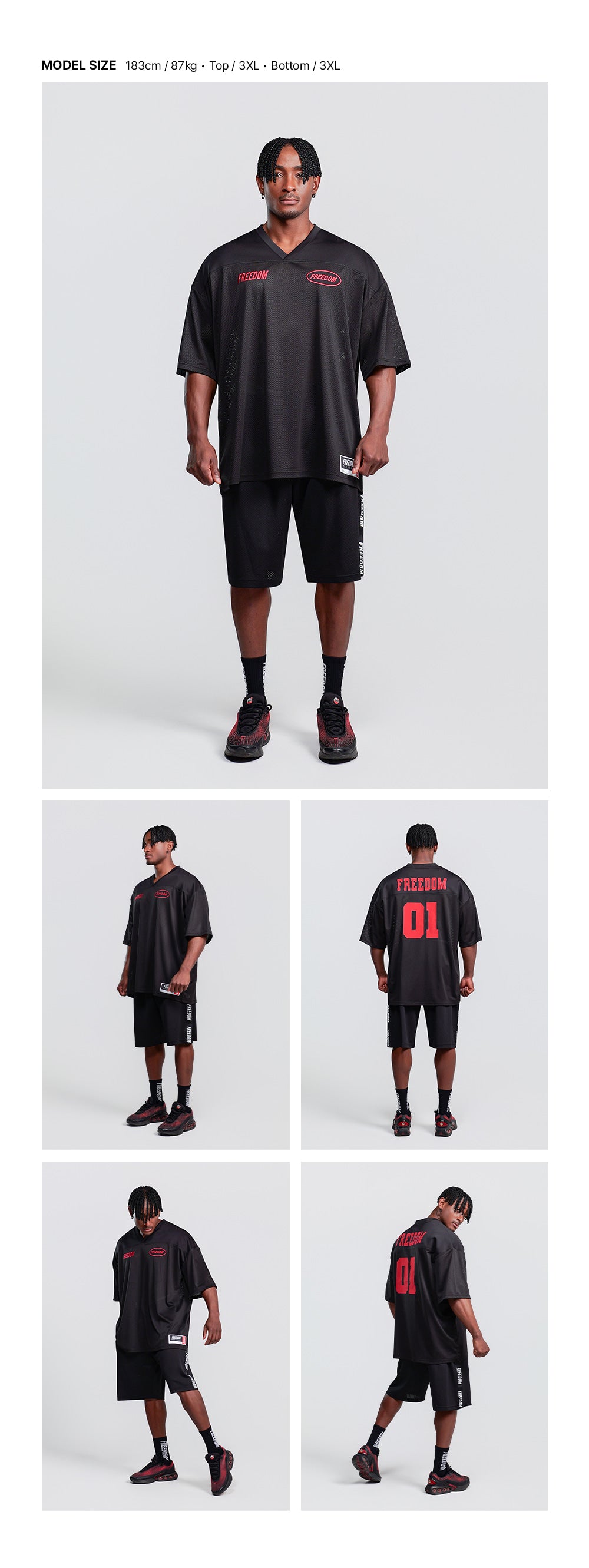Freedom Mesh Rugby Jersey (Black/Red) — model wearing the outfit